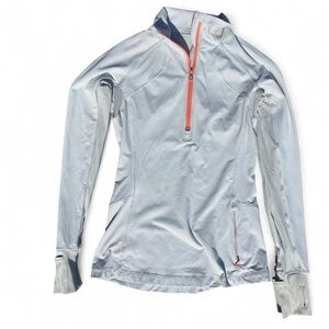 Lululemon Athletica Gray Quarter-Zip Top with Orange Accents